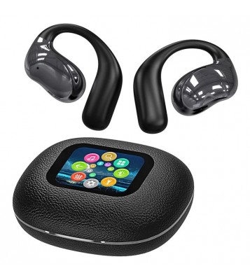 YJ33 Bluetooth Earphones Noise Reduction Wireless Earhooks with Touch Control Charging Case - Black
