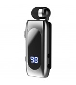 K55 Business Bluetooth Single-Ear Earphone Battery Display Clip-On Intelligent Noise Reduction Telescopic Headset Clipper - Silver