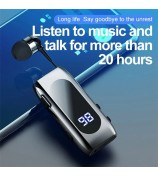 K55 Business Bluetooth Single-Ear Earphone Battery Display Clip-On Intelligent Noise Reduction Telescopic Headset Clipper - Silver