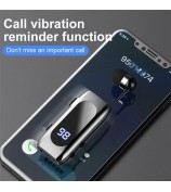 K55 Business Bluetooth Single-Ear Earphone Battery Display Clip-On Intelligent Noise Reduction Telescopic Headset Clipper - Silver