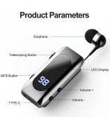K55 Business Bluetooth Single-Ear Earphone Battery Display Clip-On Intelligent Noise Reduction Telescopic Headset Clipper - Silver
