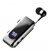 K55 Business Bluetooth Single-Ear Earphone Battery Display Clip-On Intelligent Noise Reduction Telescopic Headset Clipper - Silver
