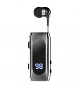 K55 Business Bluetooth Single-Ear Earphone Battery Display Clip-On Intelligent Noise Reduction Telescopic Headset Clipper - Silver