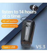 FINEBLUE F520 Lavalier Business Bluetooth Headset One-key Retraction Anti-lost Collar Clip-on HD Call Single Ear Earphone - Black