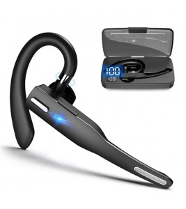 YYK-525 IPX7 Waterproof Single Ear Bluetooth Headphone ANC Active Noise Cancelling Business Hanging Earphone (with Charging Case)