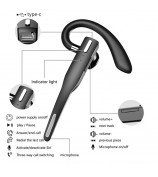 YYK-525 IPX7 Waterproof Single Ear Bluetooth Headphone ANC Active Noise Cancelling Business Hanging Earphone (with Charging Case)