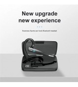 YYK-525 IPX7 Waterproof Single Ear Bluetooth Headphone ANC Active Noise Cancelling Business Hanging Earphone (with Charging Case)