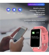 C2 Plus 0.96 inch IPS Screen Smart Watch Waterproof Bluetooth Sports Bracelet with Pedometer, Heart Rate Blood Pressure, Blood Oxygen Monitoring Support Music, Weather - Blue