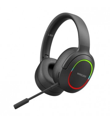 L800 Wireless Headset Music Gaming Headset Folding Bluetooth Headphone with LED Lights / Microphone - Black