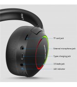 L800 Wireless Headset Music Gaming Headset Folding Bluetooth Headphone with LED Lights / Microphone - Black