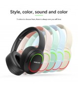 L800 Wireless Headset Music Gaming Headset Folding Bluetooth Headphone with LED Lights / Microphone - Black