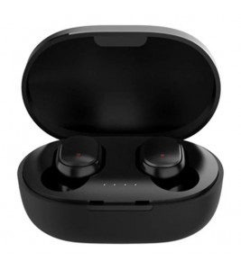 A6S Wireless Bluetooth Headset Mini Binaural In-Ear Music Headphones Noise Reduction TWS Earbuds with Charging Case - Black