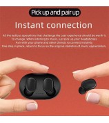 A6S Wireless Bluetooth Headset Mini Binaural In-Ear Music Headphones Noise Reduction TWS Earbuds with Charging Case - Black