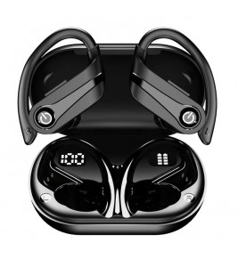 YYK-Q63 Waterproof Sports Headphone TWS Bluetooth Wireless Noise Reduction Earphone Ear Hook Design Headset - Black
