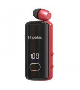 FINEBLUE F580 Single Ear Wired Business Lavalier Headset with Incoming Call, Vibration, Power Display Wireless Bluetooth Headphone - Red