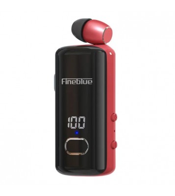 FINEBLUE F580 Single Ear Wired Business Lavalier Headset with Incoming Call, Vibration, Power Display Wireless Bluetooth Headphone - Red