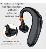 Q12 90mAh Battery Single Ear Wireless Bluetooth Earhook Headset Business Sports Music Call Earphone - Black