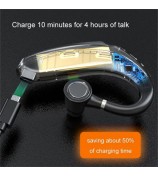 Q12 300mAh Battery Single Ear Bluetooth Headset Business Sports Wireless Music Call Earhook Earphone - Black
