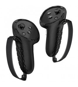 1 Pair Silicone Case for Meta Quest 3 / 3S Touch Controller Protective Grip Cover with Straps - Black