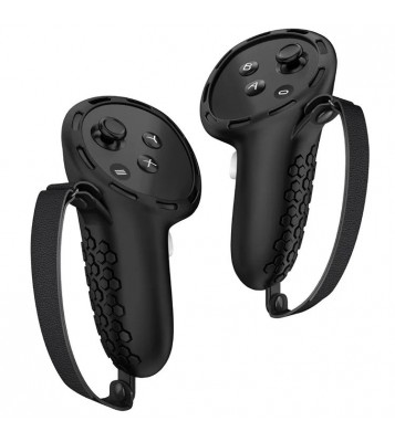 1 Pair Silicone Case for Meta Quest 3 / 3S Touch Controller Protective Grip Cover with Straps - Black