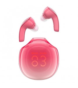 ACEFAST T9 AT9 Crystal Color (Air) Wireless Bluetooth Earbuds Noise Canceling Earphone with Digital Display Charging Case - Red