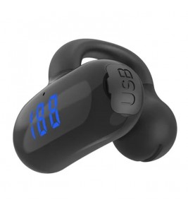 F20 Bluetooth Ear Clip Earphone Digital Display Wireless Music Headset - Black