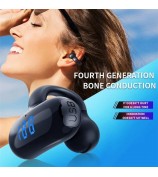 F20 Bluetooth Ear Clip Earphone Digital Display Wireless Music Headset - Black