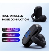 F20 Bluetooth Ear Clip Earphone Digital Display Wireless Music Headset - Black