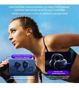 F20 Bluetooth Ear Clip Earphone Digital Display Wireless Music Headset - Black