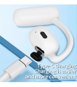 V21 Single Ear Rotating Hook Earphone OWS Bluetooth 5.4 Stereo Headphone - White
