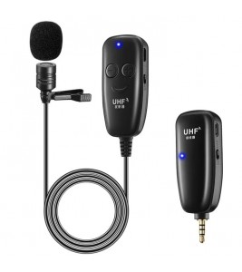 UHF 50m Wireless Lavalier Lapel Microphone Interview Voice Recording Mic System for iPhone Android DSLR Camera