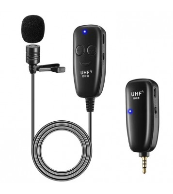 UHF 50m Wireless Lavalier Lapel Microphone Interview Voice Recording Mic System for iPhone Android DSLR Camera