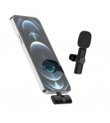 K2 2 Lavalier Microphones with 1 Lightning Receiver Noise Reduction Wireless Lapel Mic for Live Interview Mobile Phone Recording