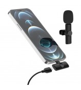 K2 2 Lavalier Microphones with 1 Lightning Receiver Noise Reduction Wireless Lapel Mic for Live Interview Mobile Phone Recording