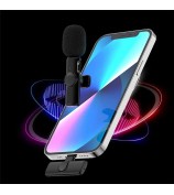 K2 2 Lavalier Microphones with 1 Lightning Receiver Noise Reduction Wireless Lapel Mic for Live Interview Mobile Phone Recording