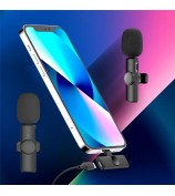 K2 2 Lavalier Microphones with 1 Lightning Receiver Noise Reduction Wireless Lapel Mic for Live Interview Mobile Phone Recording