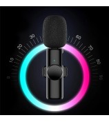 K2 2 Lavalier Microphones with 1 Lightning Receiver Noise Reduction Wireless Lapel Mic for Live Interview Mobile Phone Recording