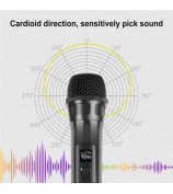 PULUZ PU628B UHF Wireless Dynamic Microphone with LED Display Battery Powered Mic - Black
