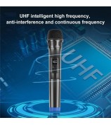 PULUZ PU628B UHF Wireless Dynamic Microphone with LED Display Battery Powered Mic - Black