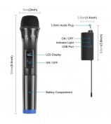 PULUZ PU628B UHF Wireless Dynamic Microphone with LED Display Battery Powered Mic - Black