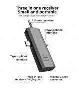 S17 For iPhone+Type-C+3.5mm AUX 3-In-1 Wireless Lavalier Microphone for Cell Phones, Cameras