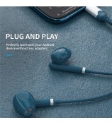 ME545D For iPhone 15 Type-C Wired Earphone Line Control Music Calling Headset with Built-In Mic, Analog Version - Blue