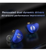 TRN MT4 PRO Detachable 3.5mm Wired In-Ear Earphone Dual Dynamic Driver HiFi Monitor Headphone with Mic - Blue