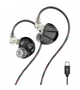 TRN V10 Pro Type-C Detachable Wired In-Ear Earphone HiFi Music Gaming Headset with Mic - Black
