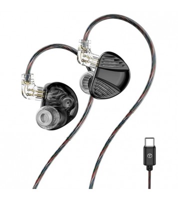 TRN V10 Pro Type-C Detachable Wired In-Ear Earphone HiFi Music Gaming Headset with Mic - Black