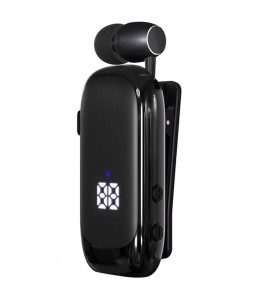 K88 Business Lavalier Headphones Retractable Sports Bluetooth Earphones with LED Display - Black