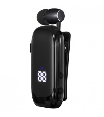 K88 Business Lavalier Headphones Retractable Sports Bluetooth Earphones with LED Display - Black