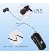 K88 Business Lavalier Headphones Retractable Sports Bluetooth Earphones with LED Display - Black