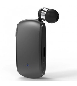 K68 Retractable Lavalier Bluetooth Earphone MP3 Conference Recording Wireless Headphone - Black