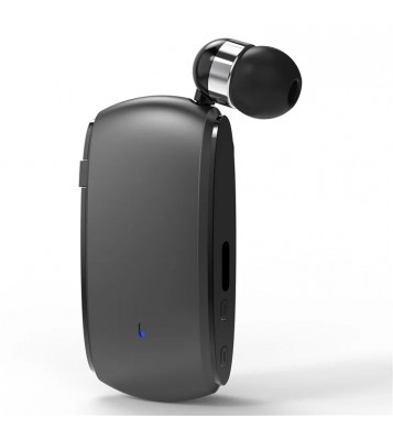 K68 Retractable Lavalier Bluetooth Earphone MP3 Conference Recording Wireless Headphone - Black
